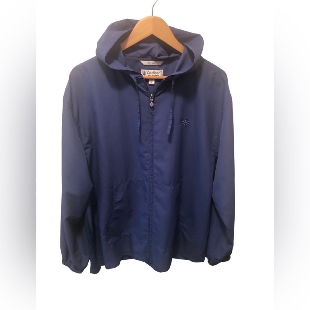 Coolibar Full Zip Lightweight Hoodie Jacket Blue Sz M UPF 50+ Sun Protection